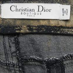 Pre Owned Dior Vintage Navy Blue/Gold Wax Coated Denim Jeans S Waist 26"