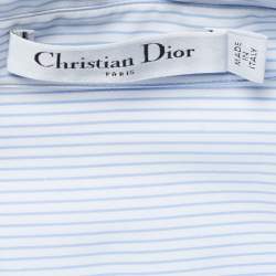 Pre Owned Christian Dior Blue Striped Cotton Shirt Dress M