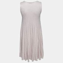 Pre Owned Dior Metallic Light Pink Lurex Knit Sleeveless A-Line Dress M