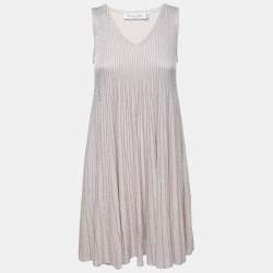 Pre Owned Dior Metallic Light Pink Lurex Knit Sleeveless A-Line Dress M