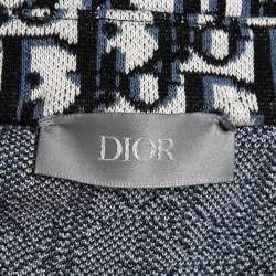 Pre Owned Dior Navy Blue Oblique Cotton Jacquard Button Front Full Sleeve Shirt XXS