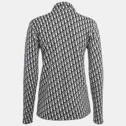 Pre Owned Dior Navy Blue Oblique Cotton Jacquard Button Front Full Sleeve Shirt XXS