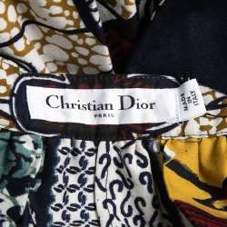 Pre Owned Dior Multicolor La Roue De La Fortune Print Cotton Wax Pleated Midi Skirt M