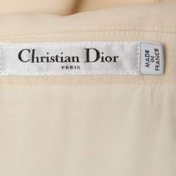 Pre Owned Dior Cream Wool Blend Zip Front Short Shirt Dress M