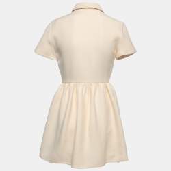 Pre Owned Dior Cream Wool Blend Zip Front Short Shirt Dress M