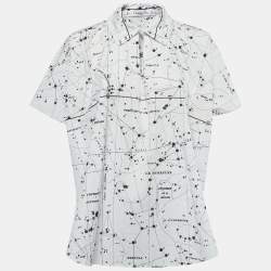 Pre Owned Christian Dior White Constellation Printed Cotton Tunic Top S