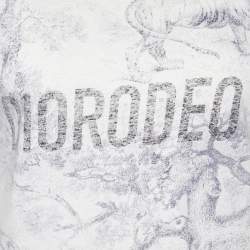 Pre Owned Dior Off White Diorodeo Jungle Print Cotton Linen T-Shirt XS