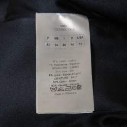 Christian Dior Navy Blue Ruched Cap Sleeve Belted Jacket L