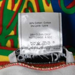Pre Owned Christian Dior Vintage Multicolor Rasta Mania Print Cotton Zip Top L