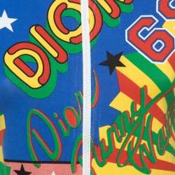 Pre Owned Christian Dior Vintage Multicolor Rasta Mania Print Cotton Zip Top L