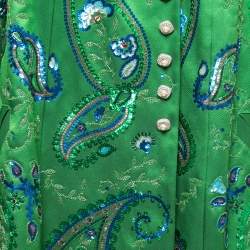 Pre Owned Christian Dior Green Embroidered Jacket M