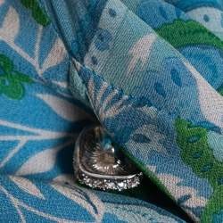 Christian Dior Blue Paisley Printed Silk Bead Embellished Draped Top M