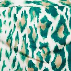 Pre Owned Christian Dior Green Animal Print Silk Pencil Skirt S