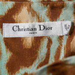 Pre Owned Christian Dior Brown Animal Printed Chiffon Bow Maxi Skirt M