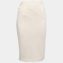 Christian Dior Boutique Cream Wool Blend Pencil Skirt M