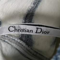 Christian Dior White/Blue Tie-Dye Denim Frayed Wide Leg Jeans M Waist 32"