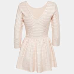 Pre Owned Christian Dior Light Pink Rib Knit Peplum Top S