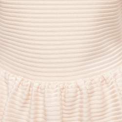 Pre Owned Christian Dior Light Pink Rib Knit Peplum Top S