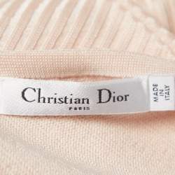 Pre Owned Christian Dior Light Pink Rib Knit Peplum Top S