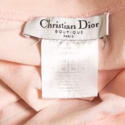 Pre Owned Christian Dior Boutique Pink Cotton Knit Embellished T-Shirt M