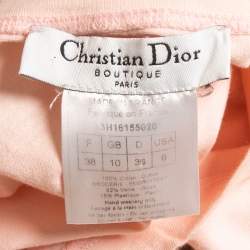 Pre Owned Christian Dior Boutique Pink Cotton Knit Embellished T-Shirt M