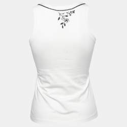 Pre Owned Christian Dior Boutique White Embellished Cotton Knit Tank Top S