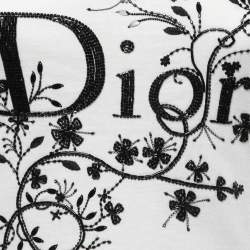 Pre Owned Christian Dior Boutique White Embellished Cotton Knit Tank Top S