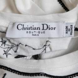 Pre Owned Christian Dior Boutique White Embellished Cotton Knit Tank Top S