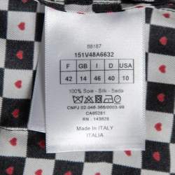 Pre Owned Christian Dior Black/White Checked Printed Silk Shirt L