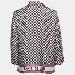 Pre Owned Christian Dior Black/White Checked Printed Silk Shirt L
