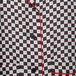 Pre Owned Christian Dior Black/White Checked Printed Silk Shirt L