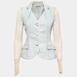 Christian Dior Boutique Vintage Blue Denim & Crochet Jacket S