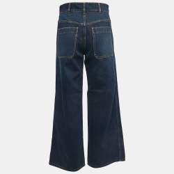Christian Dior Blue Denim High Waist Wide Leg Jeans S Waist 28"
