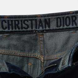 Christian Dior Blue Denim High Waist Wide Leg Jeans S Waist 28"
