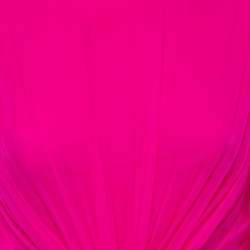 Pre Owned Christian Dior Pink Chiffon Pleated Gown M
