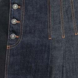Pre Owned Dior Navy Dark Blue Denim Pleated Knee Length Skirt M