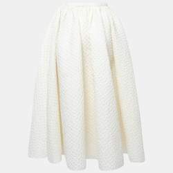 Dior Off-White Crinkled Silk Front Open Maxi Skirt M