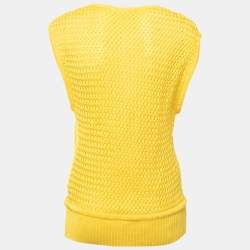 Dior Yellow Knit Button Front Sleeveless Sweater Vest M