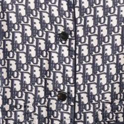Dior Navy Blue Oblique Silk Shorts Shirt Set S