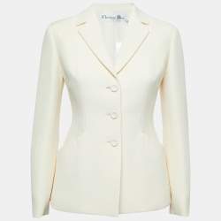 Dior Cream Wool Blend Single Breasted Blazer S