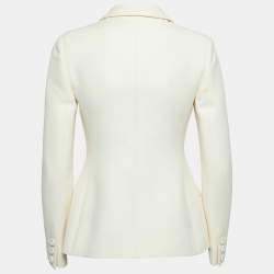 Dior Cream Wool Blend Single Breasted Blazer S