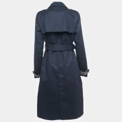 Dior Navy Blue Gabardine Double Breasted Belted Trench Coat M