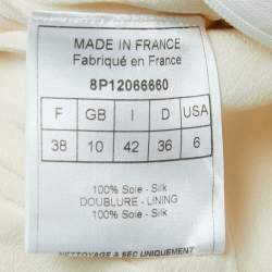 Dior Cream Silk Neck Tie Detail Gathered Sleeveless Short Dress M