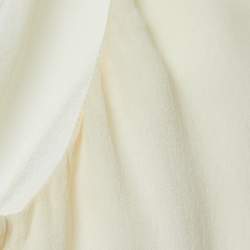 Dior Cream Silk Neck Tie Detail Gathered Sleeveless Short Dress M