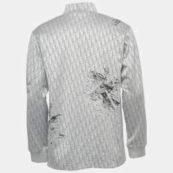 Dior X Daniel Arsham Grey Oblique Patterned Knit High Neck Pullover M