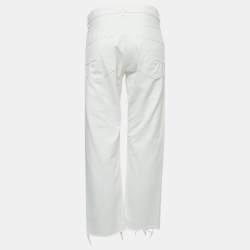 Christian Dior White Denim Straight Fit Cropped Jeans M Waist 34"