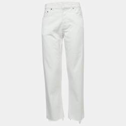 Christian Dior White Denim Straight Fit Cropped Jeans M Waist 34"