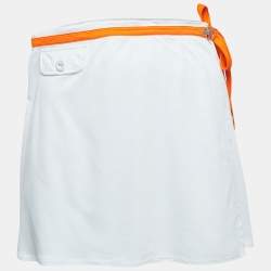 Dior Vintage White Knit Contrast Detail Wrap Mini Skirt S