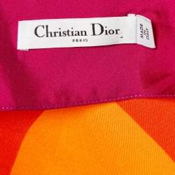 Pre Owned Christian Dior Multicolor Printed Silk Satin Midi Skirt L