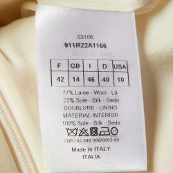 Pre Owned Christian Dior Cream Wool & Silk Mini Dress L